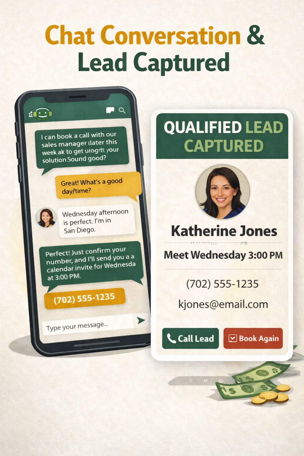 Chat conversation and lead captured